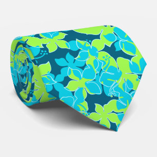 Hanalei Hawaiian Hibiscus Floral Two-sided Printed Tie