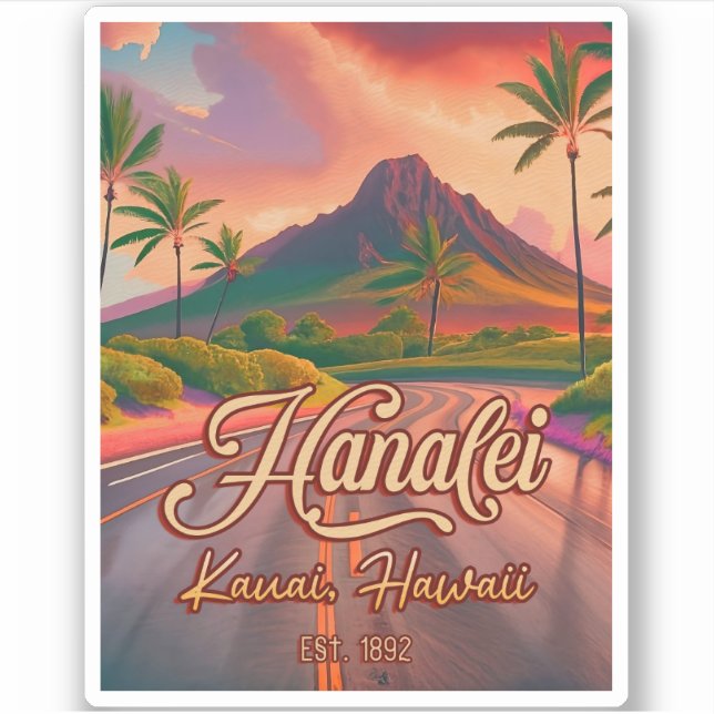 Hanalei Kauai Hawaii Retro Volcano Road 1950s (Front)
