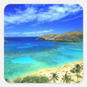 Hanauma Bay Beach Aloha! Square Sticker