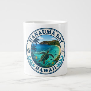 Hanauma Bay Hawaii Retro Travel Logo  Large Coffee Mug