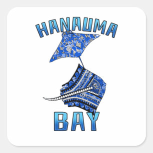 Hanauma Bay Hawaii Vacation Tribal Stingray Square Sticker