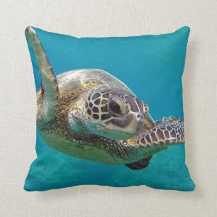 Hanauma Bay Oahu Turtle Throw Pillow