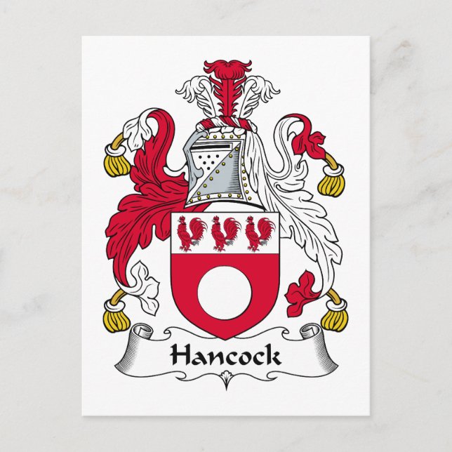 Hancock Family Crest Postcard (Front)