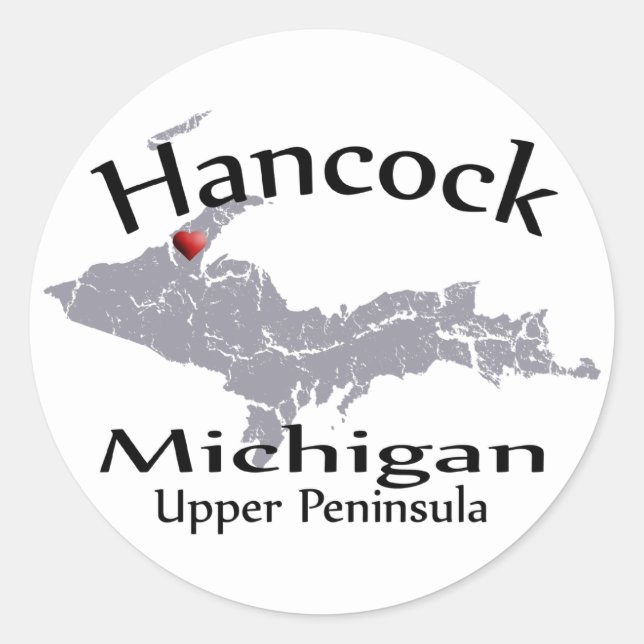 Hancock Michigan Heart Map Design Sticker (Devant)