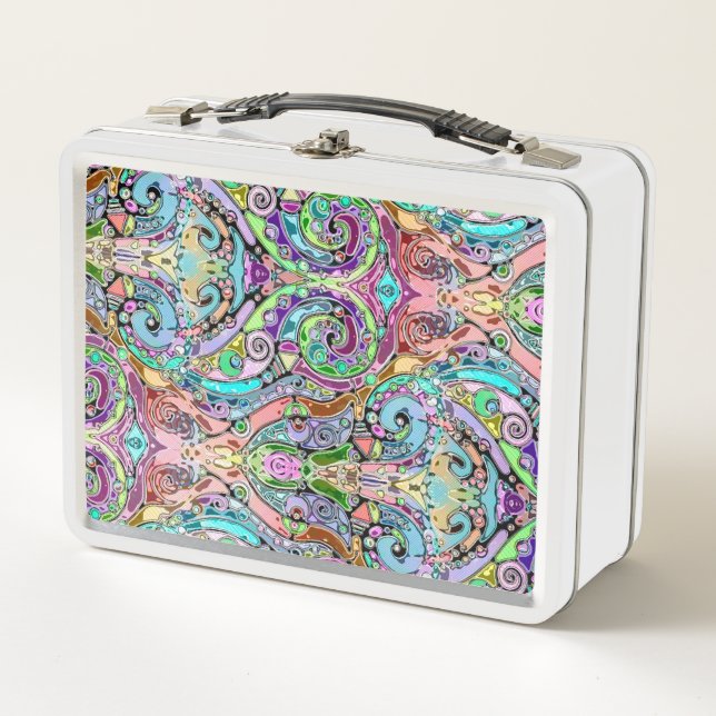 Hand And Digitally Painted Pattern Art 10 Metal Lunch Box (Front)