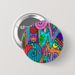 Hand And Digitally Painted Pattern Art 12 2 Inch Round Button
