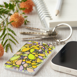 Hand And Digitally Painted Pattern Art 13 Keychain