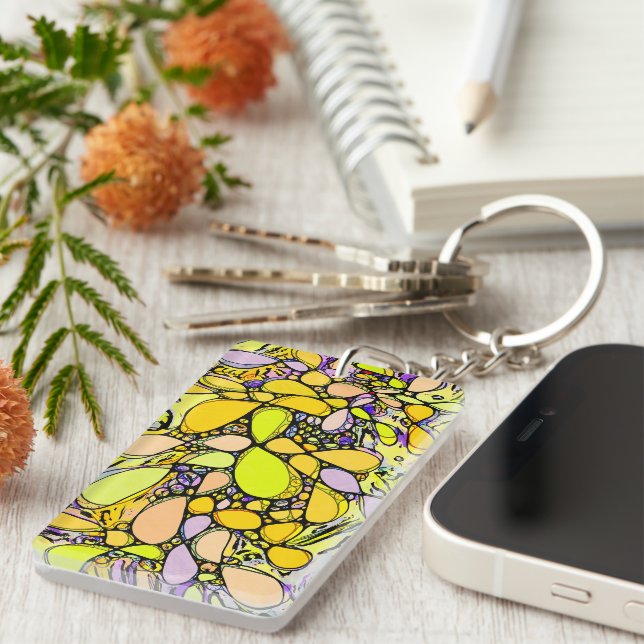Hand And Digitally Painted Pattern Art 13 Keychain (Front Right)