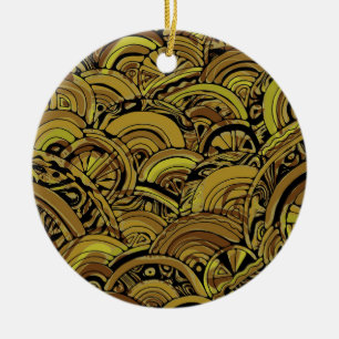 Hand And Digitally Painted Pattern Art 15 Ceramic Ornament