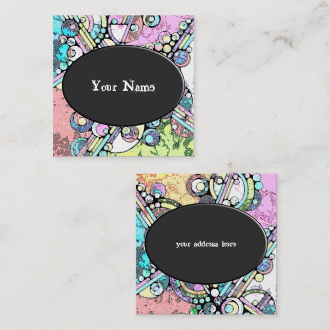 Hand And Digitally Painted Pattern Art 17 Square Business Card (Front/Back)