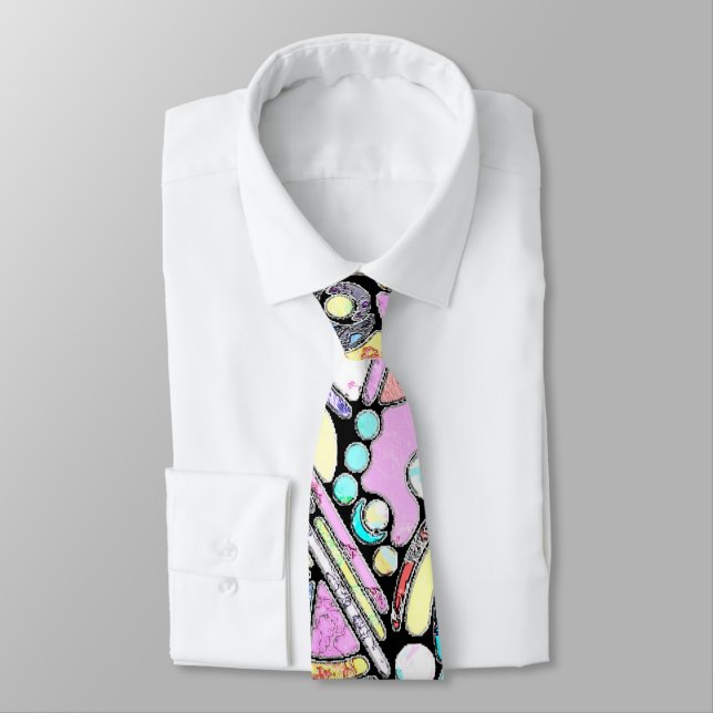 Hand And Digitally Painted Pattern Art 17 Tie (Tied)