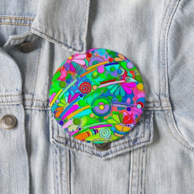 Hand And Digitally Painted Pattern Art 18 4 Inch Round Button (In Situ)