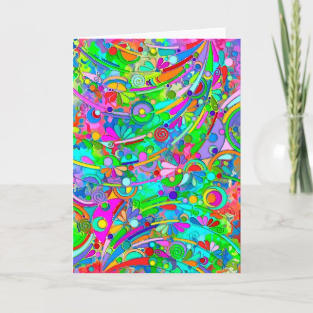 Hand And Digitally Painted Pattern Art 18 Card (Front)