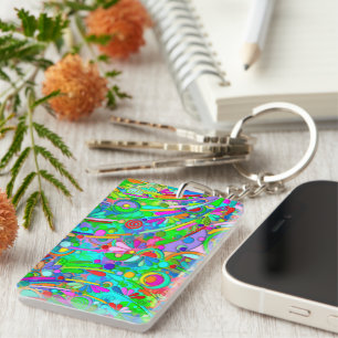 Hand And Digitally Painted Pattern Art 18 Keychain