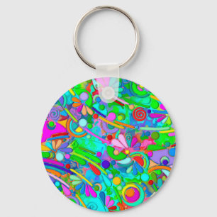 Hand And Digitally Painted Pattern Art 18 Keychain