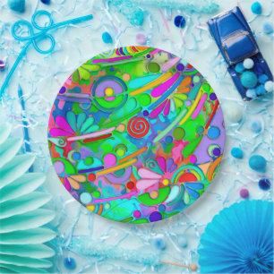 Hand And Digitally Painted Pattern Art 18 Paper Plate