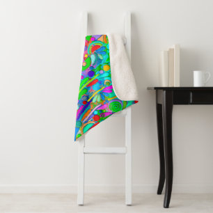 Hand And Digitally Painted Pattern Art 18 Sherpa Blanket