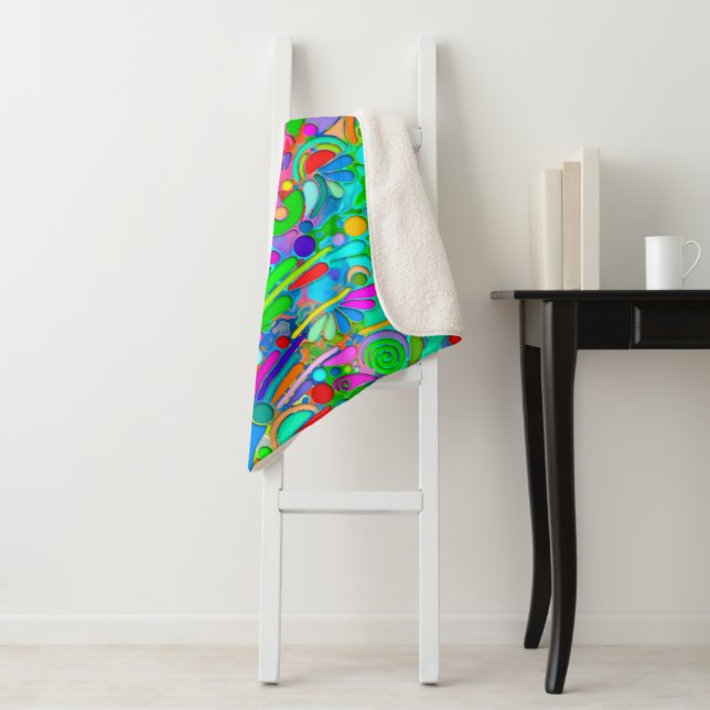 Hand And Digitally Painted Pattern Art 18 Sherpa Blanket (In Situ)