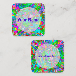 Hand And Digitally Painted Pattern Art 18 Square Business Card