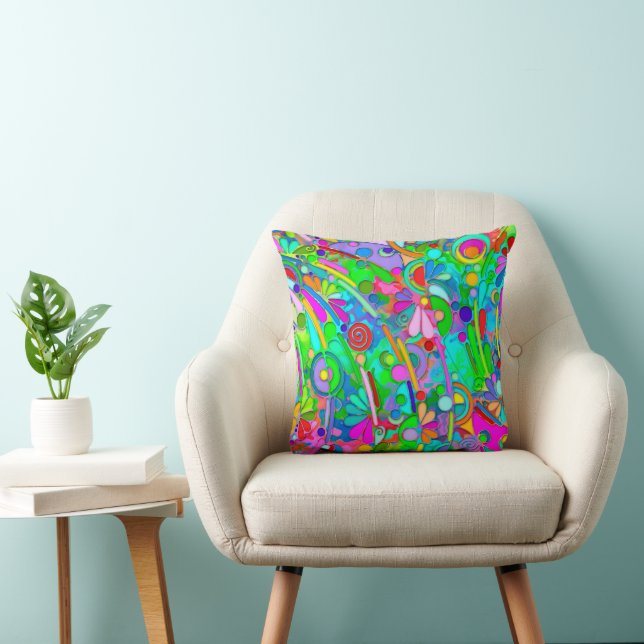 Hand And Digitally Painted Pattern Art 18 Throw Pillow (Chair)