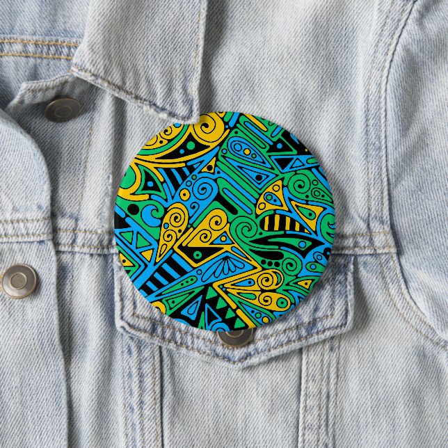 Hand And Digitally Painted Pattern Art 21 4 Inch Round Button (In Situ)