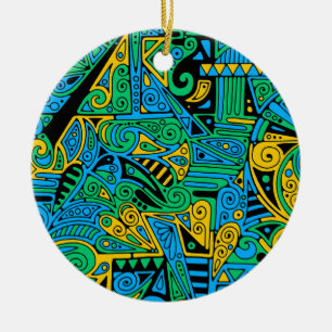 Hand And Digitally Painted Pattern Art 21 Ceramic Ornament