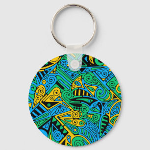 Hand And Digitally Painted Pattern Art 21 Keychain