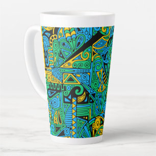 Hand And Digitally Painted Pattern Art 21 Latte Mug