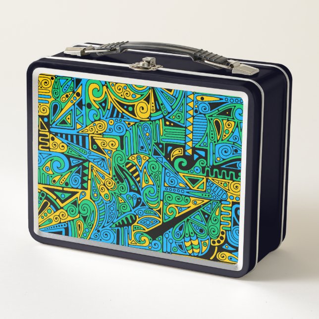 Hand And Digitally Painted Pattern Art 21 Metal Lunch Box (Front)