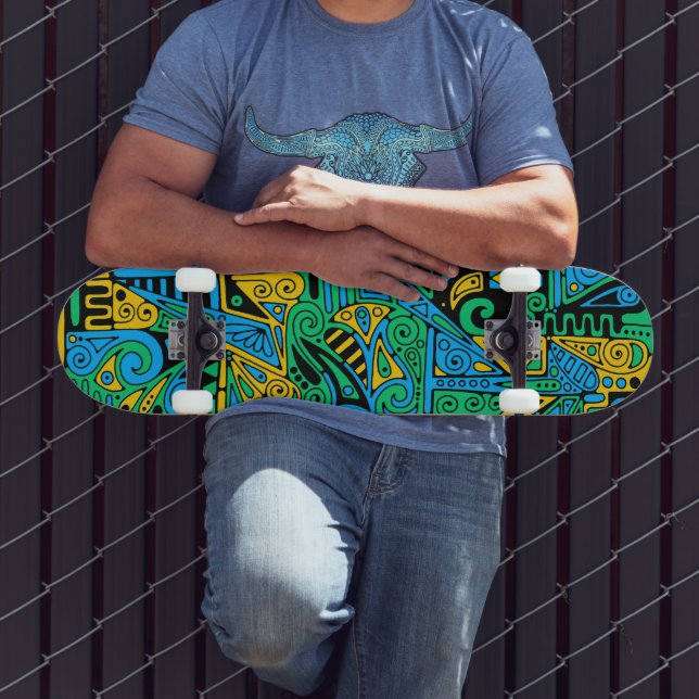 Hand And Digitally Painted Pattern Art 21 Skateboard (Outdoor 3)