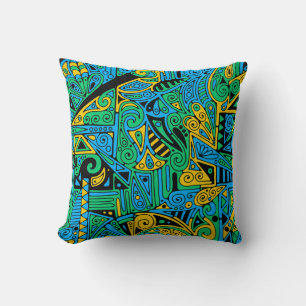 Hand And Digitally Painted Pattern Art 21 Throw Pillow