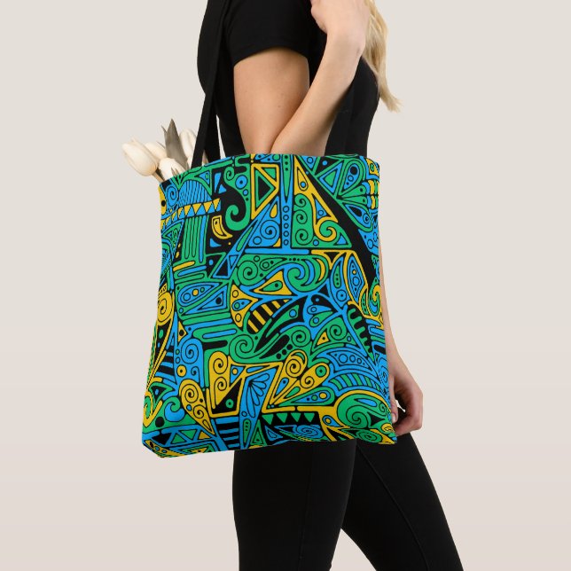 Hand And Digitally Painted Pattern Art 21 Tote Bag (Close Up)