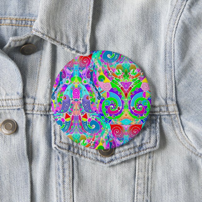 Hand And Digitally Painted Pattern Art 22 4 Inch Round Button (In Situ)