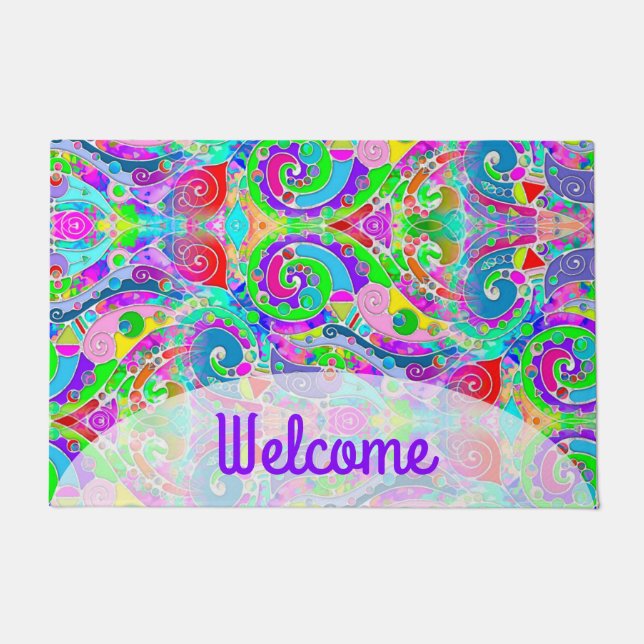 Hand And Digitally Painted Pattern Art 22 Doormat (Front)
