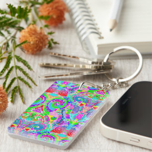 Hand And Digitally Painted Pattern Art 22 Keychain