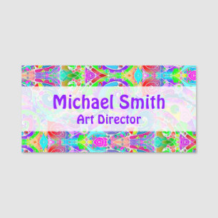 Hand And Digitally Painted Pattern Art 22 Name Tag
