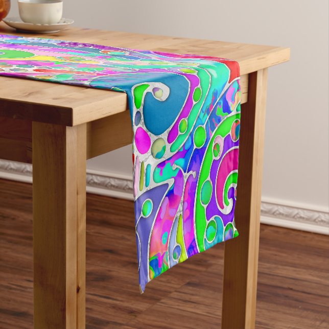 Hand And Digitally Painted Pattern Art 22 Short Table Runner (In Situ)