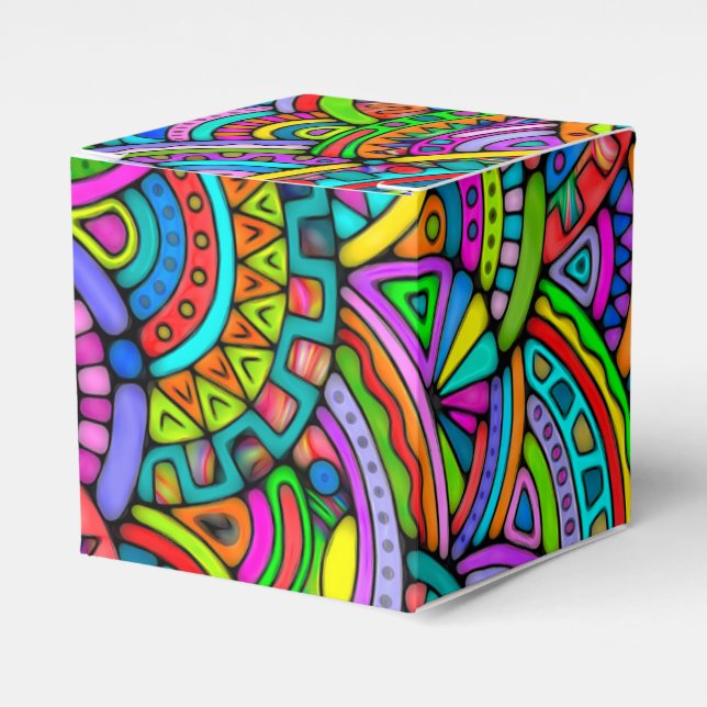 Hand And Digitally Painted Pattern Art 27 Favor Box (Front Side)