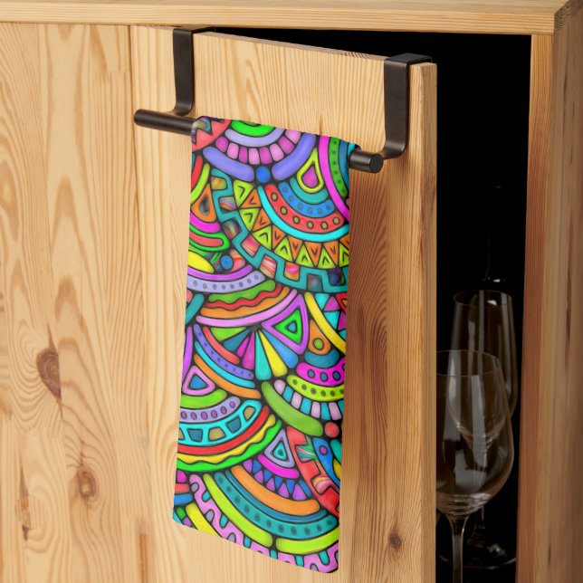 Hand And Digitally Painted Pattern Art 27 Kitchen Towel (Thirds Fold)