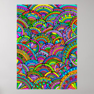 Hand And Digitally Painted Pattern Art 27 Poster