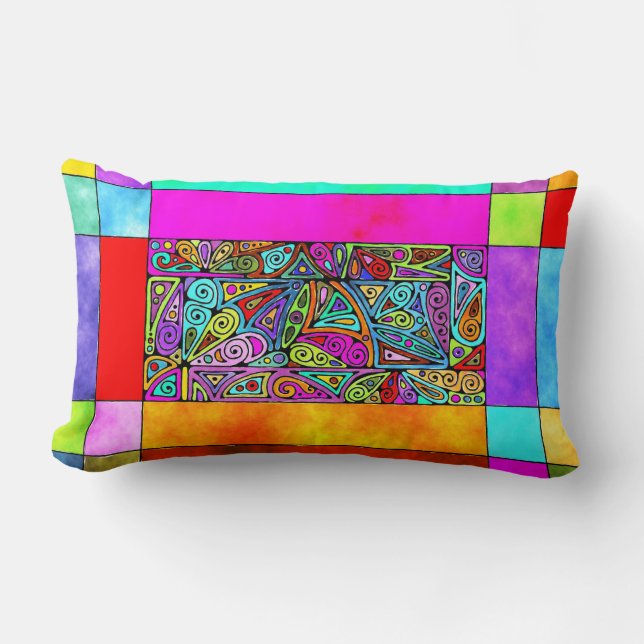 Hand And Digitally Painted Pattern Art 2 Lumbar Pillow (Front)