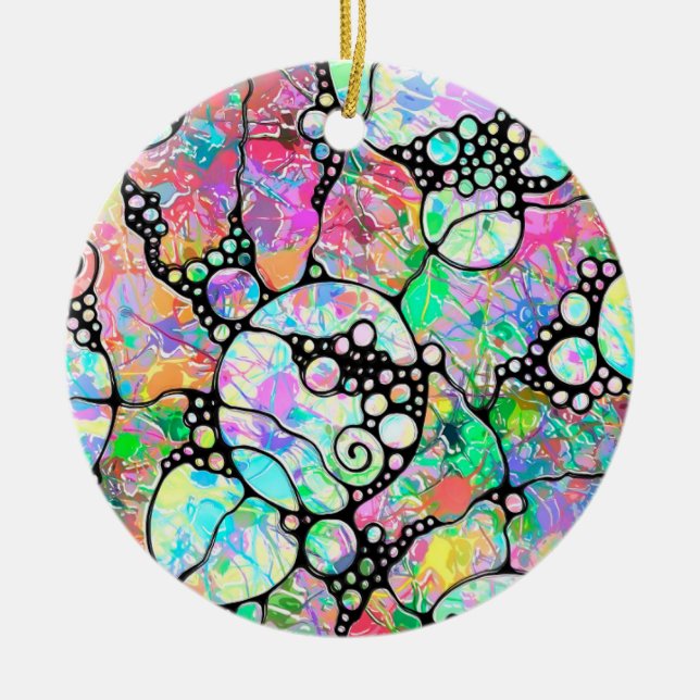 Hand And Digitally Painted Pattern Art 31 Ceramic Ornament (Front)
