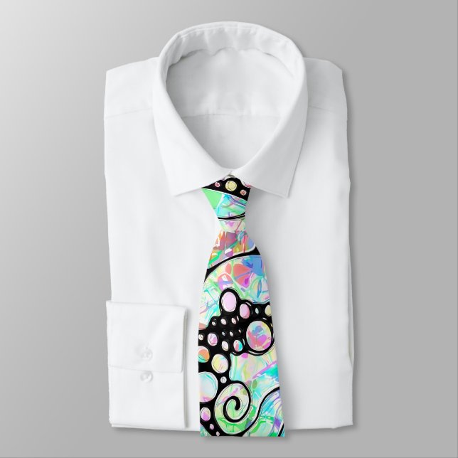 Hand And Digitally Painted Pattern Art 31 Tie (Tied)