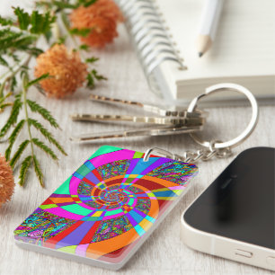 Hand And Digitally Painted Pattern Art 3 Keychain