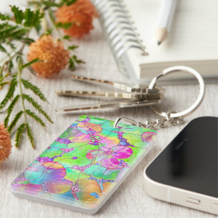 Hand And Digitally Painted Pattern Art 41 Keychain