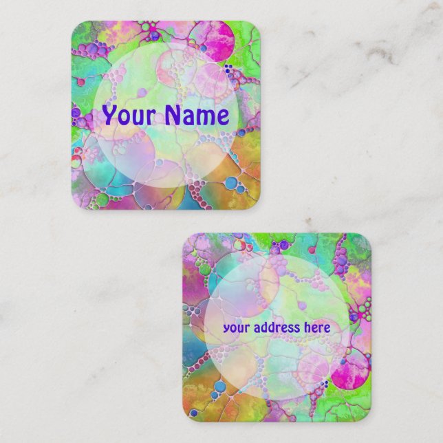 Hand And Digitally Painted Pattern Art 41 Square Business Card (Front/Back)