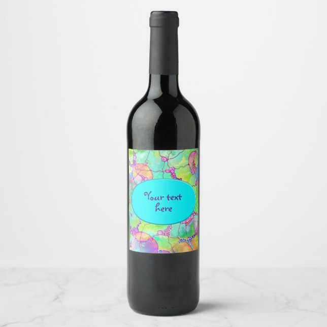 Hand And Digitally Painted Pattern Art 41 Wine Label (Front)