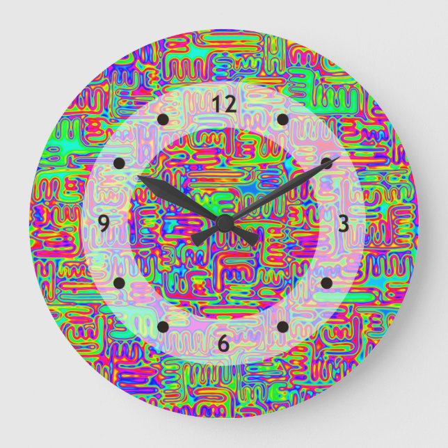 Hand And Digitally Painted Pattern Art 42 Large Clock (Front)