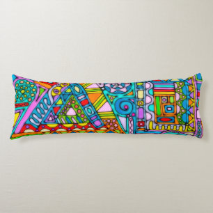 Hand And Digitally Painted Pattern Art 53 Body Pillow