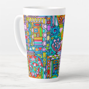 Hand And Digitally Painted Pattern Art 53 Latte Mug